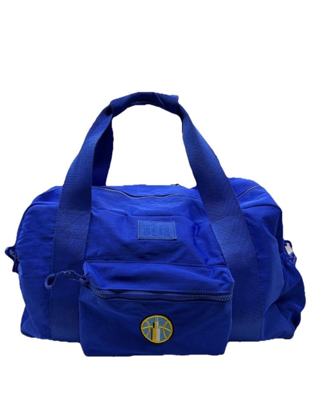 BÉIS The Sport Duffle Backpack Blue Overnight Travel Bag Basketball Patch